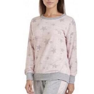 Splendid Pink Gray Star‎ Pullover Sweatshirt
